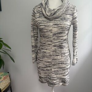 Lou & Grey Cream and Black Cowl Neck Sweater Dress